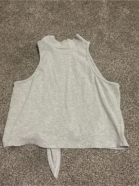 Women’s Light Gray Ribbed Tie-Back Tank Top